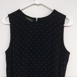 Ralph Lauren navy blue and gray polka dots dress