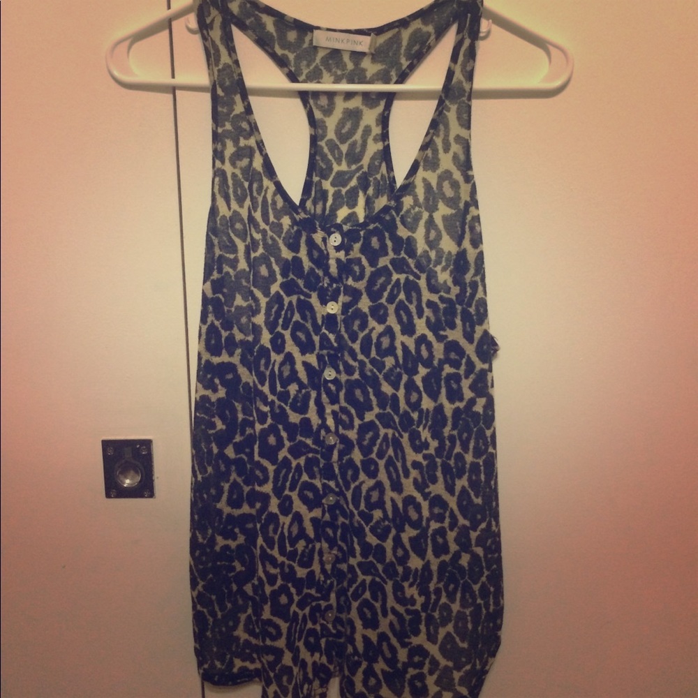 Minkpink sheer animal print racerback tank XS
