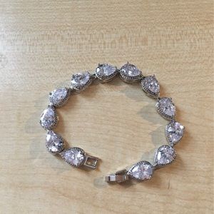 Diamond cz cuff link bracelet wedding jewelry brid