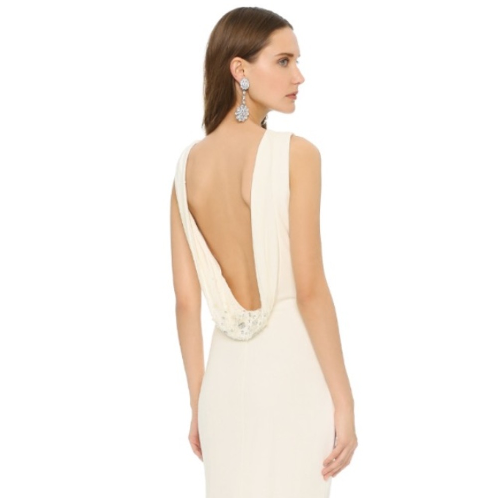 Bradgley Mischka Ivory Cowl Back Gown White Size 2