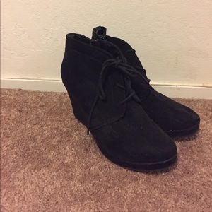 Black wedge booties
