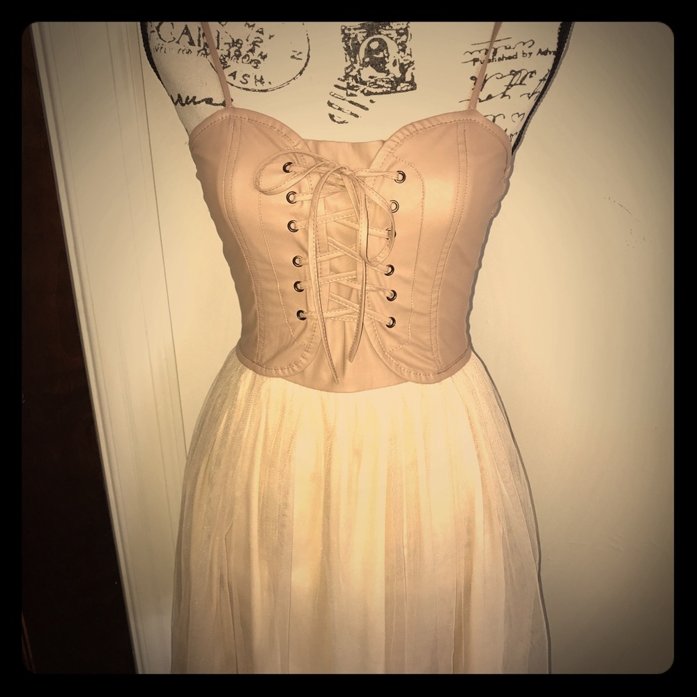 Mustard Seed Leather Lace Up Dress