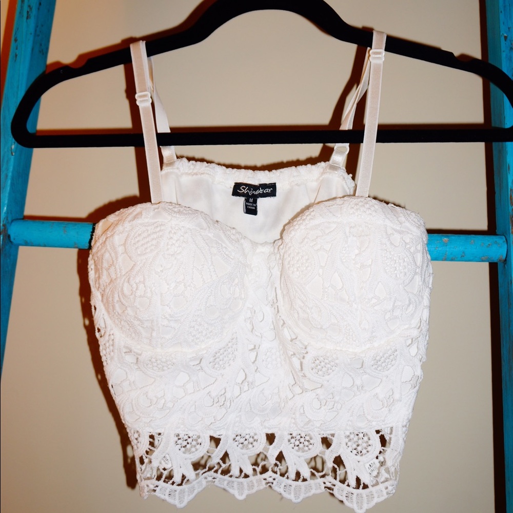 White Crotchet Crop Top