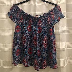 Off-the-Shoulder Flowy Printed Top