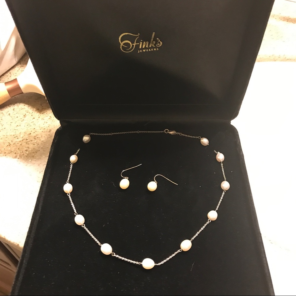 Honora White Oval Pearl Earrings & 18" Necklace