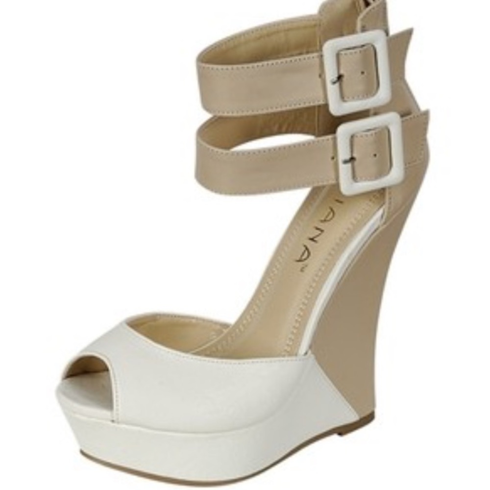 LILIANA Monaco two toned peep toe platform wedge