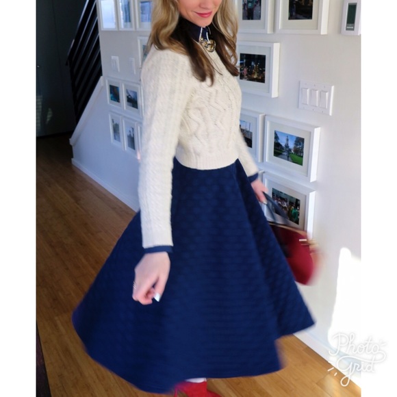J.O.A Skirts - JOA Los Angeles Navy Polka Dot Midi Skirt J.O.A Skirts - JOA Los Angeles Navy Polka Dot Midi Skirt
