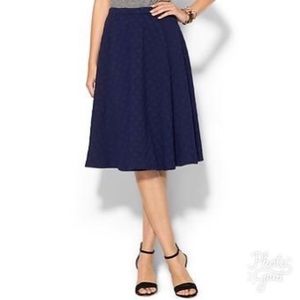 J.O.A Skirts - JOA Los Angeles Navy Polka Dot Midi Skirt J.O.A Skirts - JOA Los Angeles Navy Polka Dot Midi Skirt