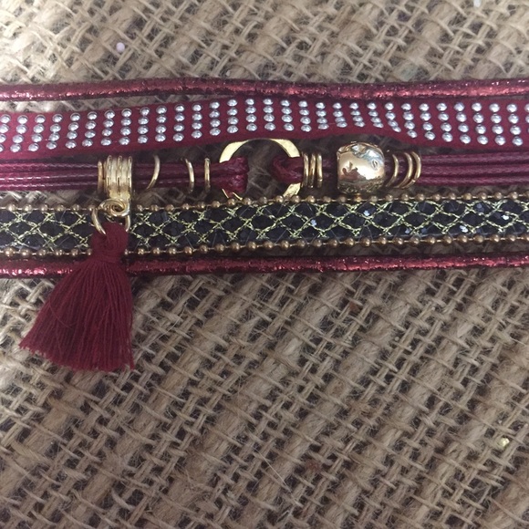 BoHo Dark Red Bracelet - Picture 3 of 3