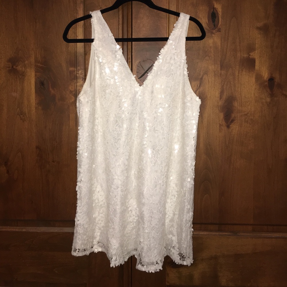 Sequin v-neck tank dress