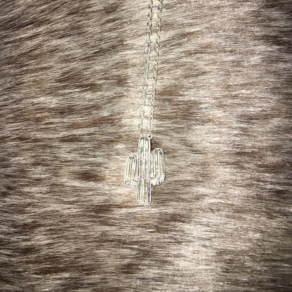 Silver cactus necklace