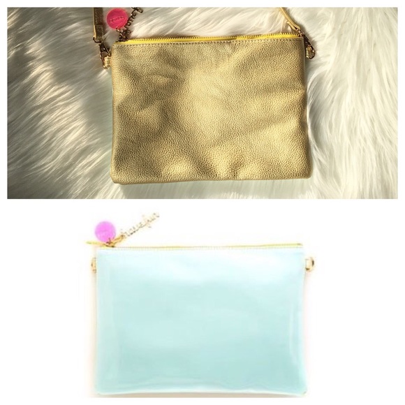 Blue/Gold Two-Tone crossbody/clutch - Picture 1 of 6