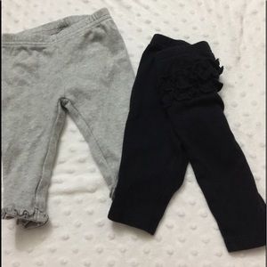 Gray and black ruffle pants