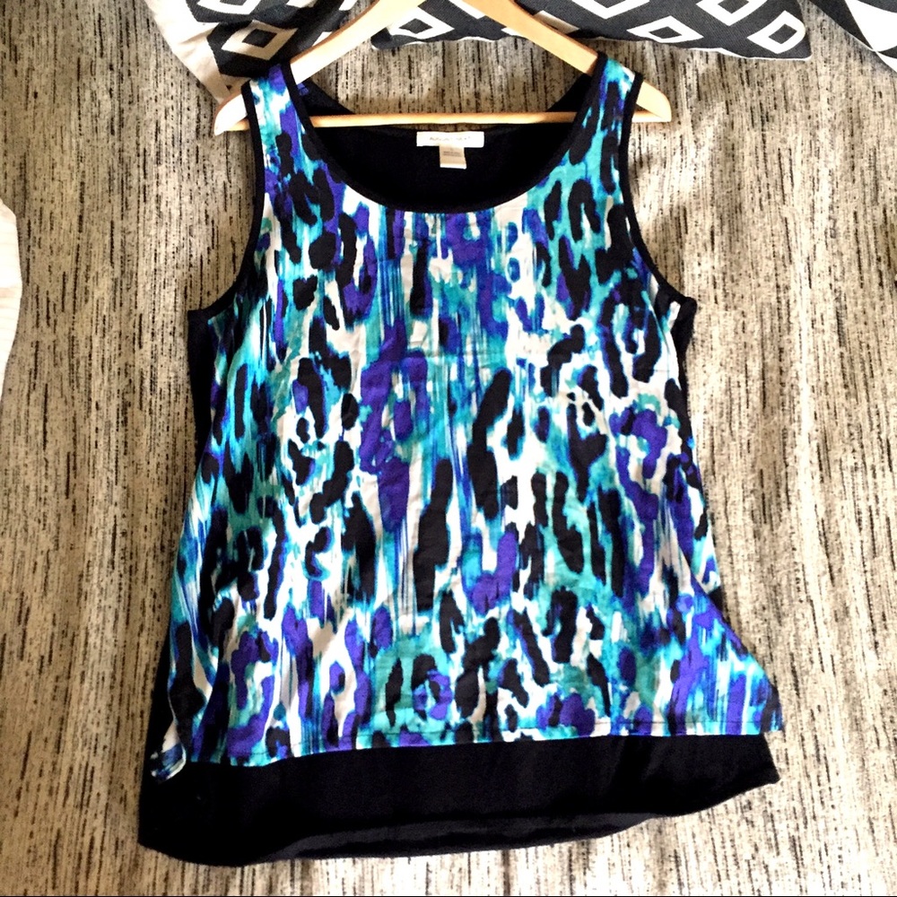 August Silk Blue Teal Leopard Animal Print Black