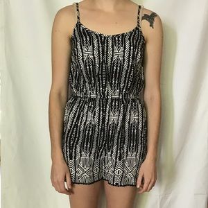 Black and White Pattern Sleeveless Romper
