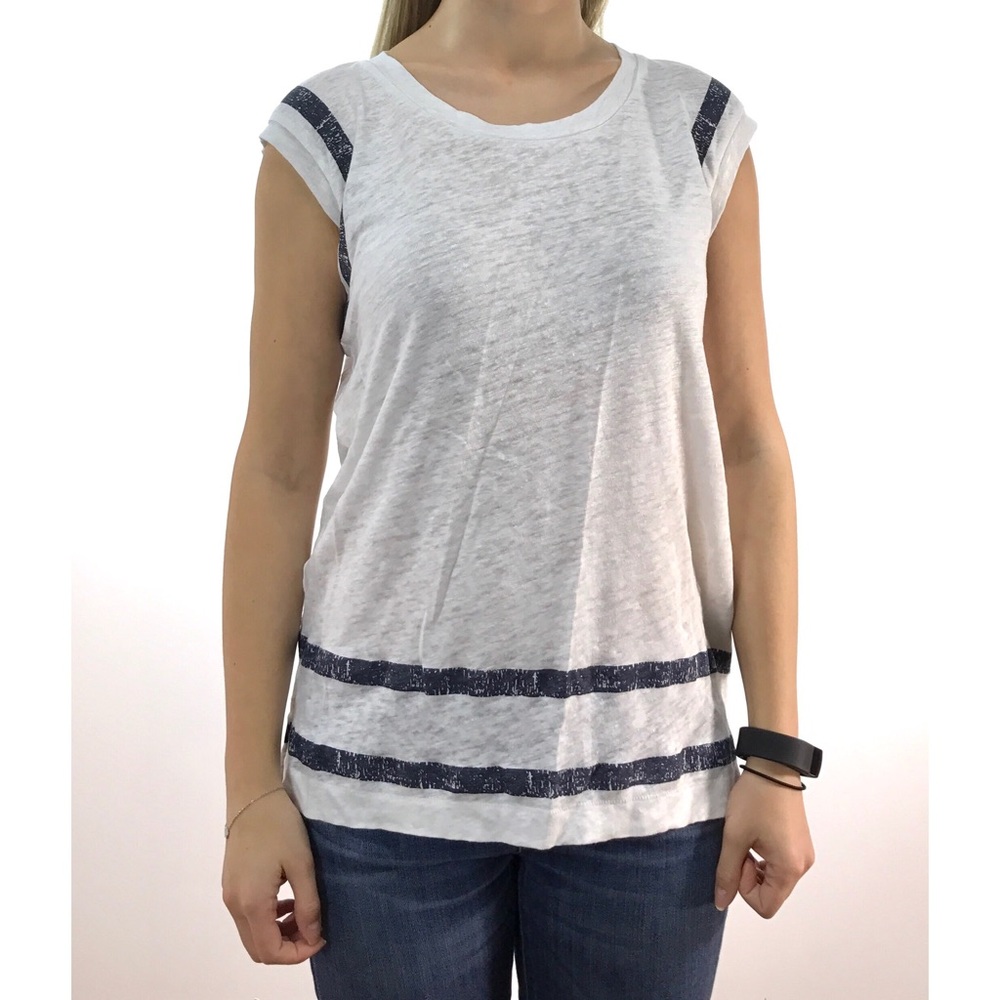 Madewell White and Navy Tee