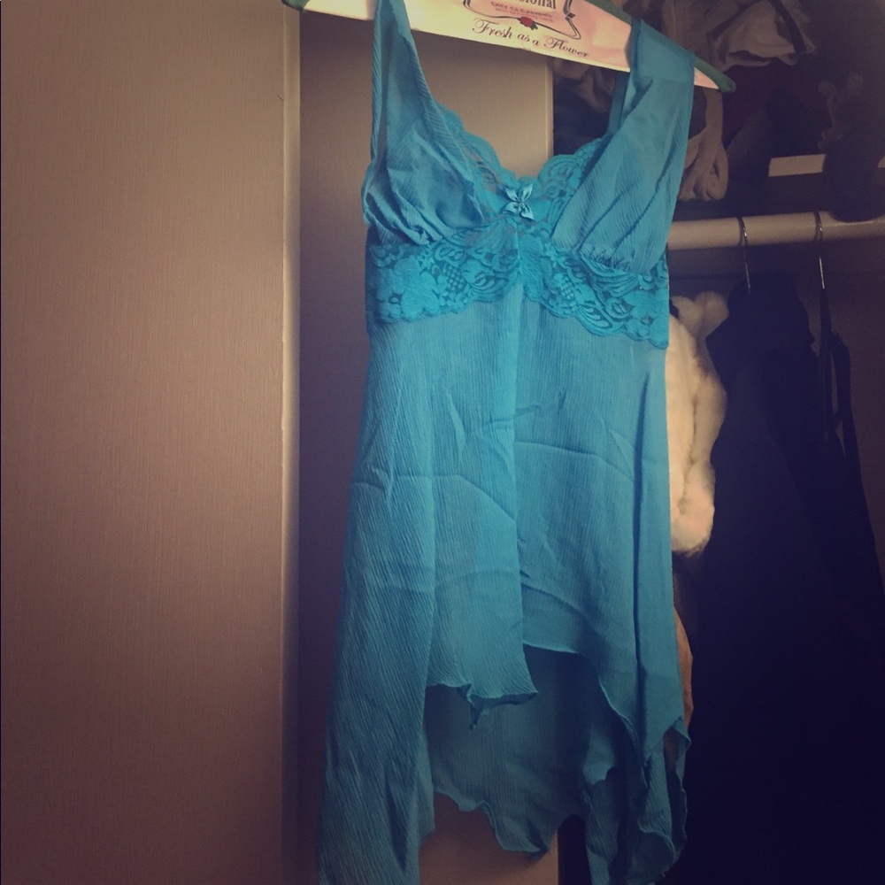 Sexy sheer turquoise lingerie top