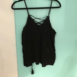 Lace up black tank