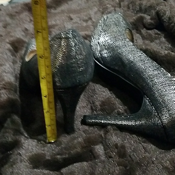 Silver Peep Toe Pumps - Picture 3 of 4