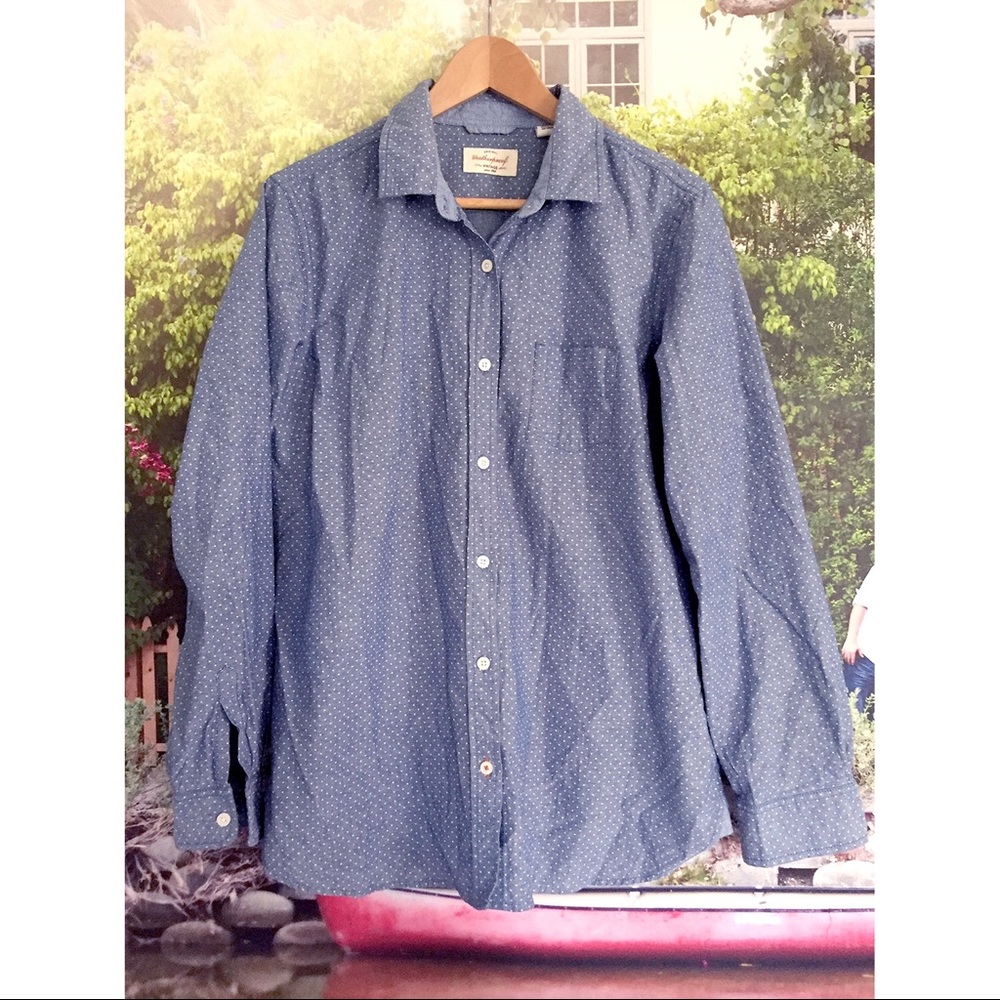 Weatherproof Vintage Chambray Denim Polka Dot