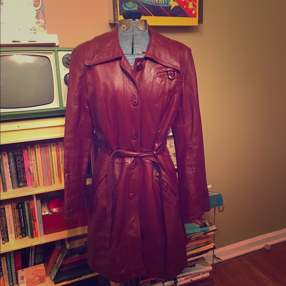 Vintage 70's Wilson's Wine Leather Cinched Jacket
