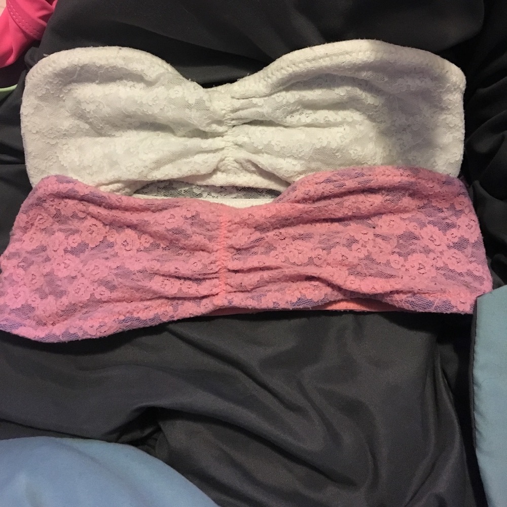 Pink and purple bralette, and a white bralette!