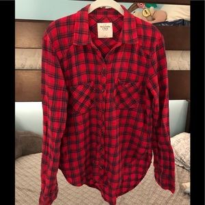 Abercrombie & Fitch Red and Blue Plaid Shirt