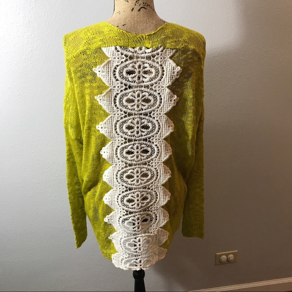 Umgee Oversized Loose Knit Tunic Sweater Lace Back