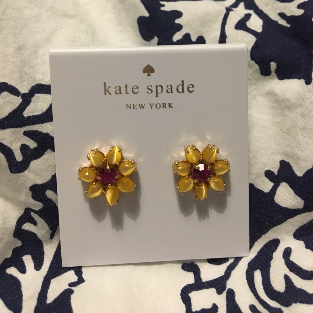 NWT Kate Spade yellow flower stud earrings