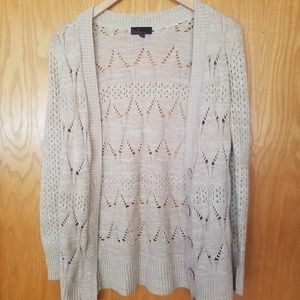 tan open sweater