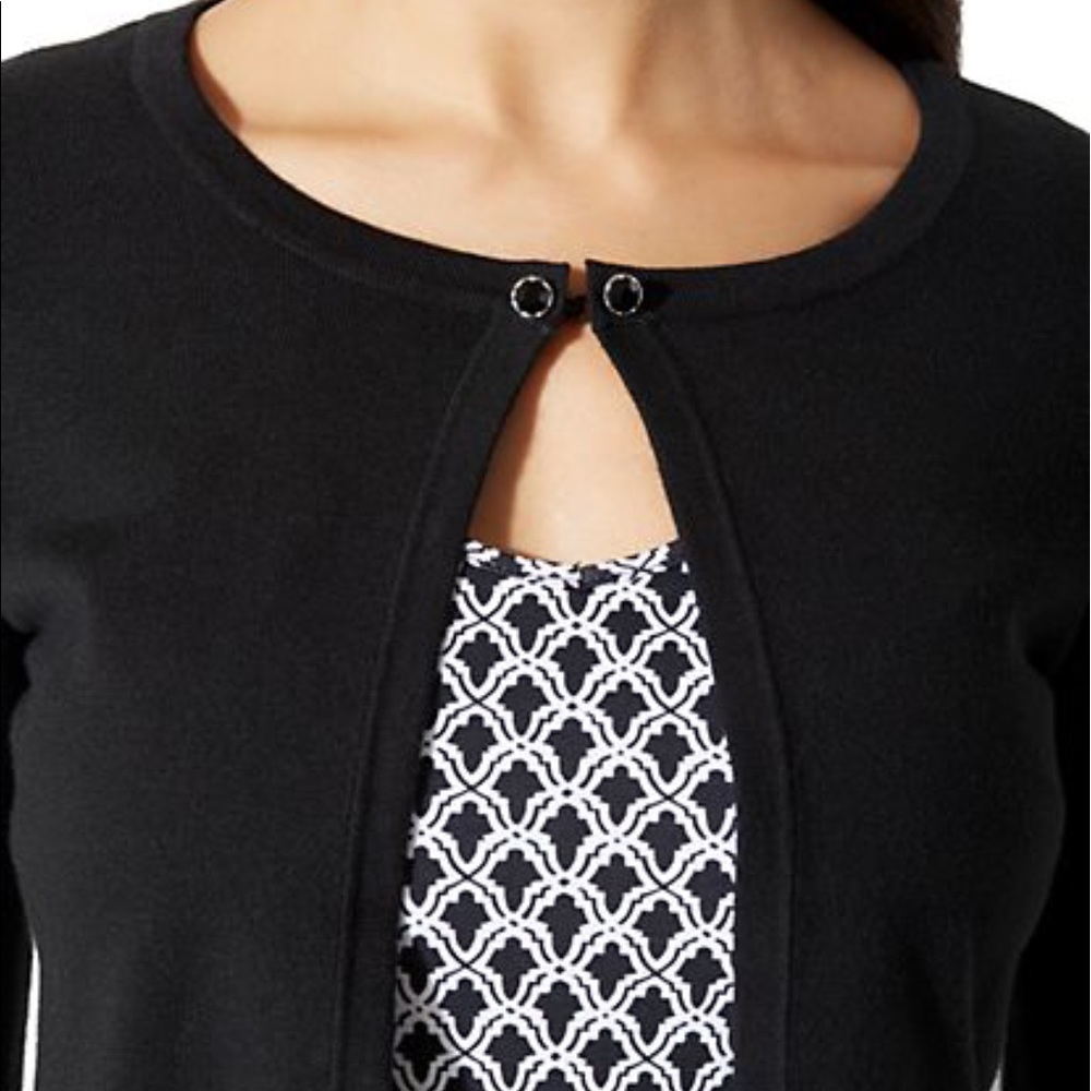 7TH AVENUE - JEWEL-ACCENT DRESS CARDIGAN
