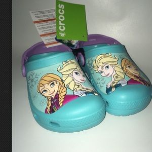 Frozen Crocs Pool Clogs Turquois Purple Sz 1 Youth