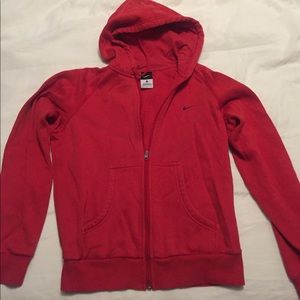 Red Nike zip up hoodie