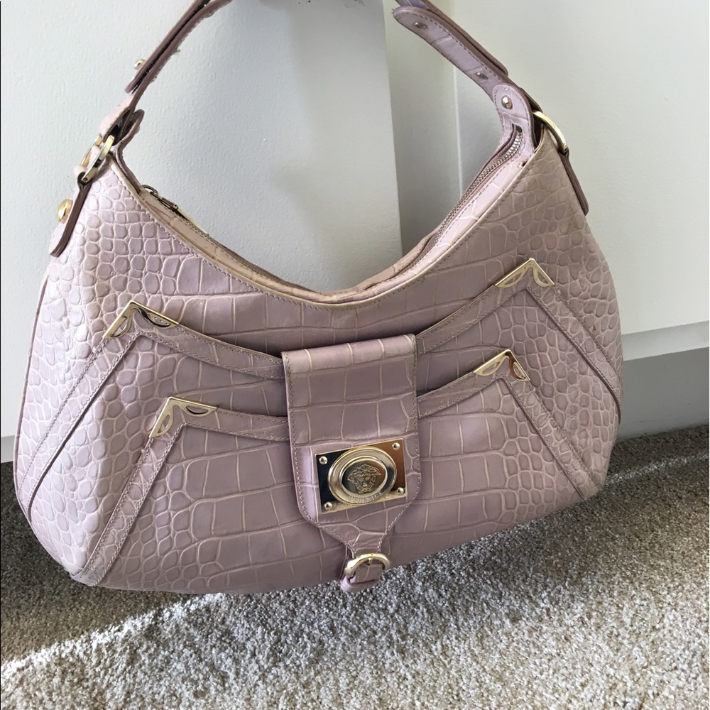 Gianni Versace Croc Leather Medusa Bag