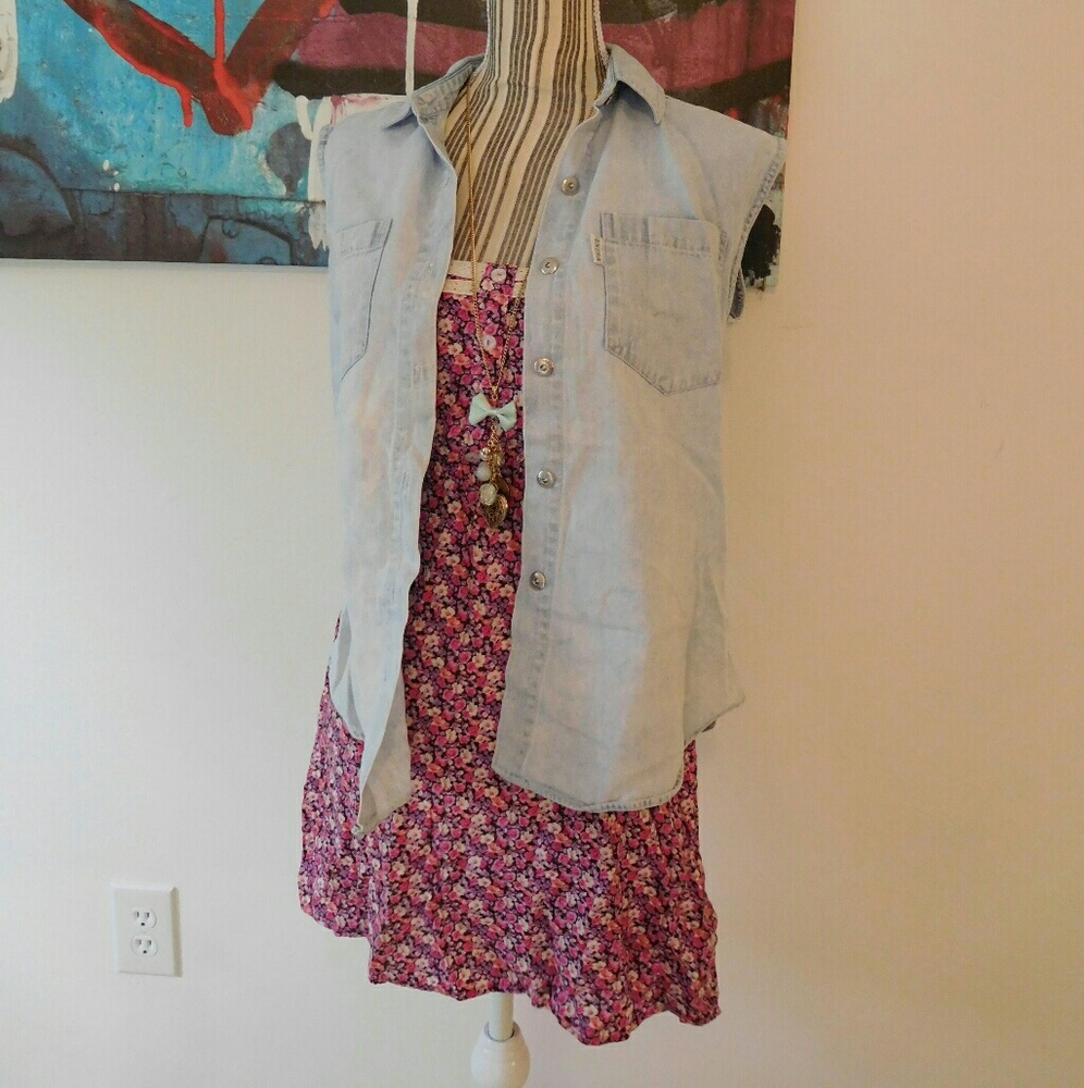 Pink floral mini dress