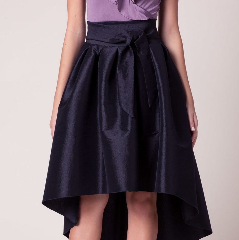 Black hi low satin skirt