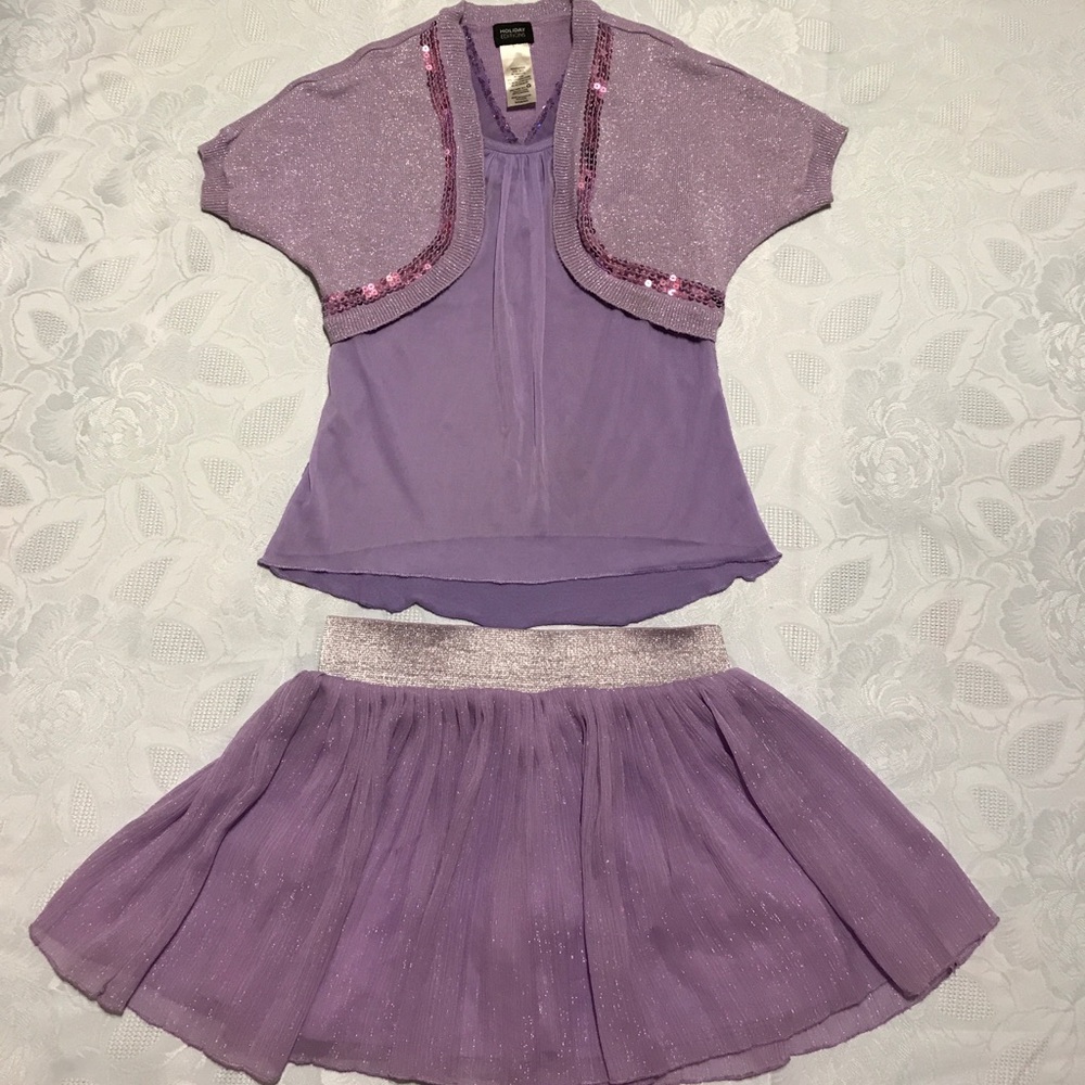 Holiday Editions Girls Purple Skirt Set