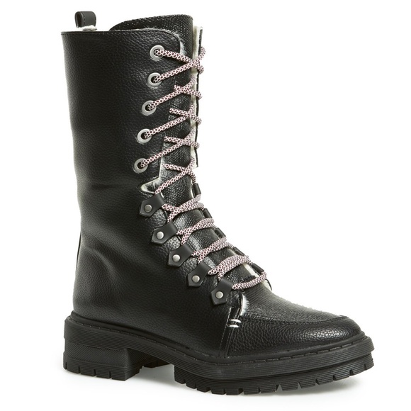 Lace Up Rugged Combat Moto Boots - Picture 2 of 4