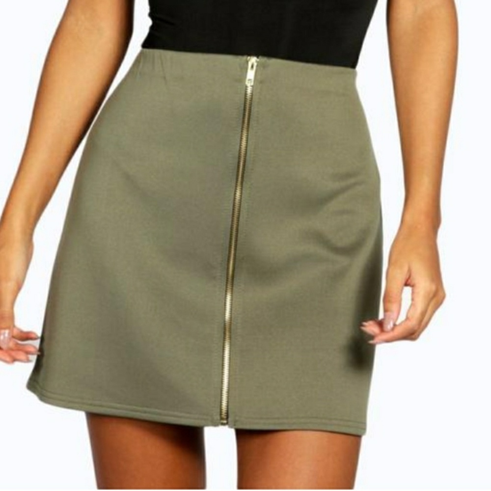 Khaki A-Line Miniskirt