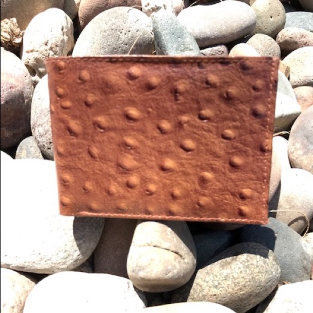 Leather ostrich print wallet