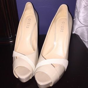 Nude Guess Open Toe Heels