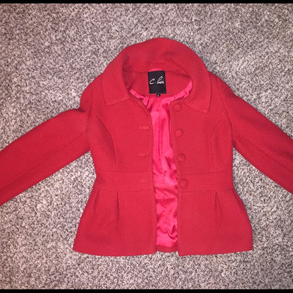 Red C. Luce peplum peacoat