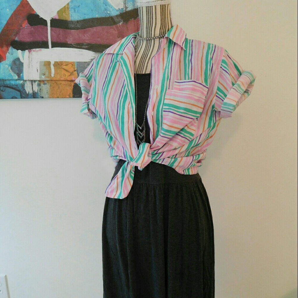 Vintage Pastel striped button up