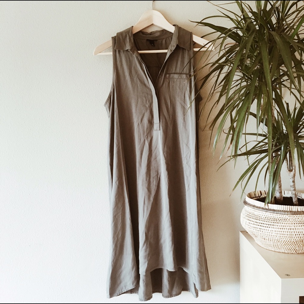NWOT Army Green Sleeveless high-low dress