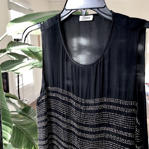 NWOT L'Agence Beaded Silk Top - Picture 2 of 8