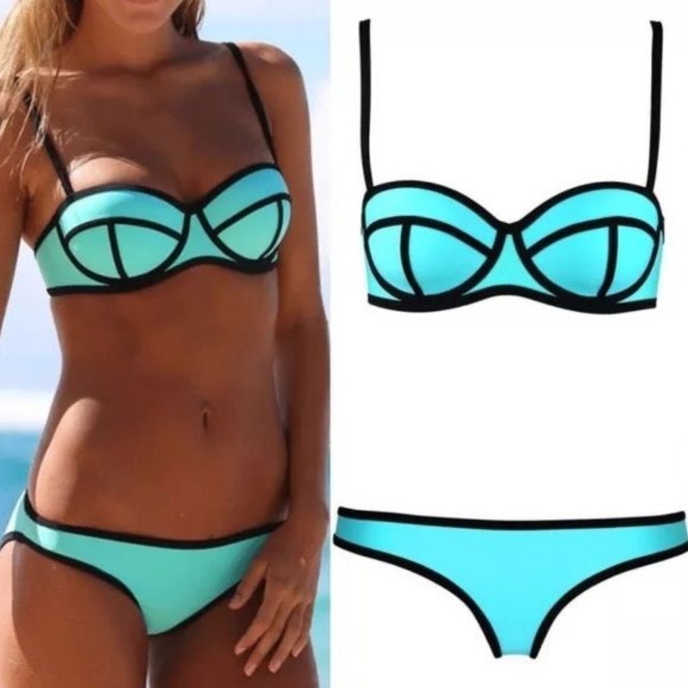 Triangl bandeau blue push-up bikini