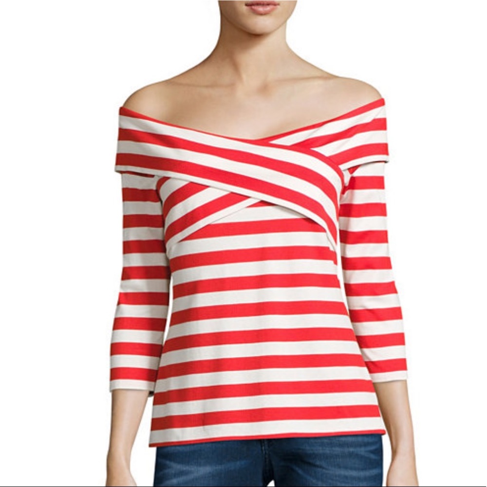 NWT Belle & Sky Off the Shoulder Nautical Top