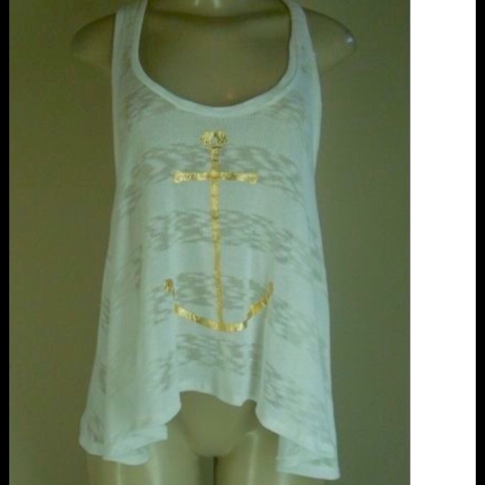 New Vintage Havana Gold Anchor White Tank Top SM