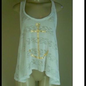New Vintage Havana Gold Anchor White Tank Top SM