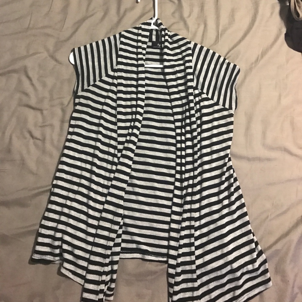 Striped short sleeve cardigan